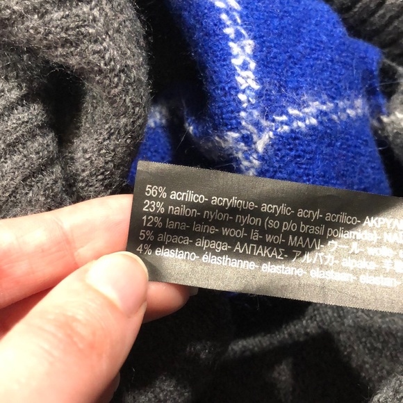 Zara Open Knit Argyle Diamond Distressed Raw Hem Knit Sweater - Picture 3 of 16